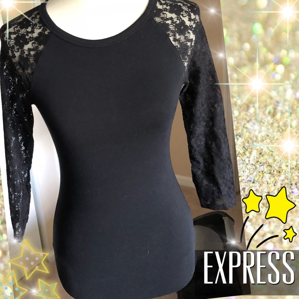 Express Sheer Lace long sleeve Top